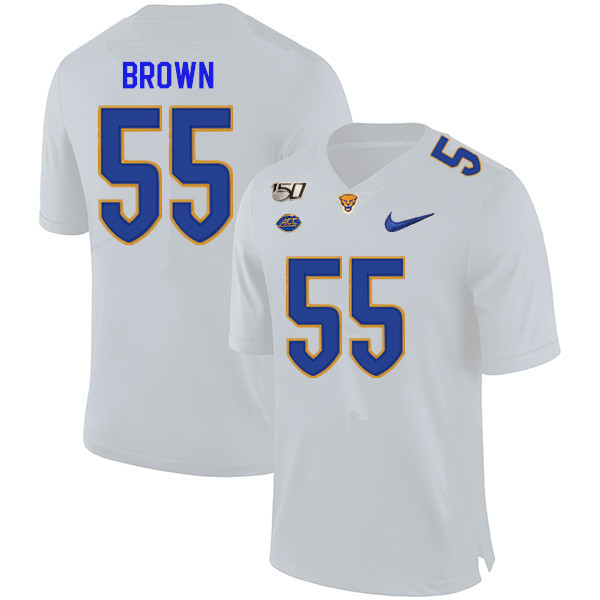 2019 Men #55 Chase Brown Pitt Panthers College Football Jerseys Sale-White